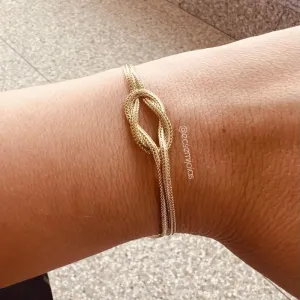 Pulseira de fita entrelaçada - 19cm - banhado a ouro 18k