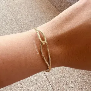 Pulseira de fita trançada - 16cm + extensor - banhado a ouro 18k