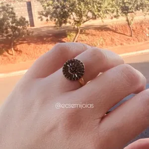 Anel pizza 16mm aro fino - banhado a ouro 18k