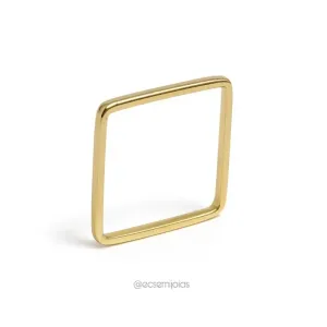 Anel quadrado liso fino - 2mm espessura - banhado a ouro 18k