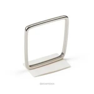 Anel quadrado liso fino - 2mm espessura - banhado a ródio branco