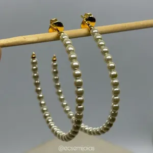 Argola de pérolas - 5,7cm - banhado a ouro 18k