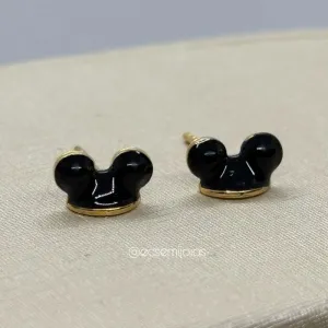Brinco orelhas do Mickey esmaltado - banhado a ouro 18k