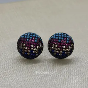 Brinco redondo 15mm cravejado - banhado a ouro 18k