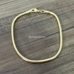 Pulseira rabo de rato 2,5mm - 19cm - banhado a ouro 18k