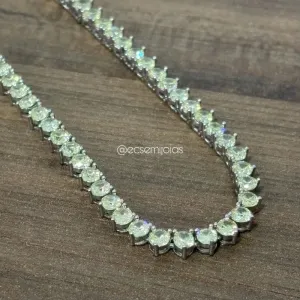 Colar riviera de 3 pontas 3mm - 45cm - banhado a ródio branco