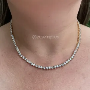 Colar riviera de 3 pontas 3mm - 42 cm - banhado a ouro 18k