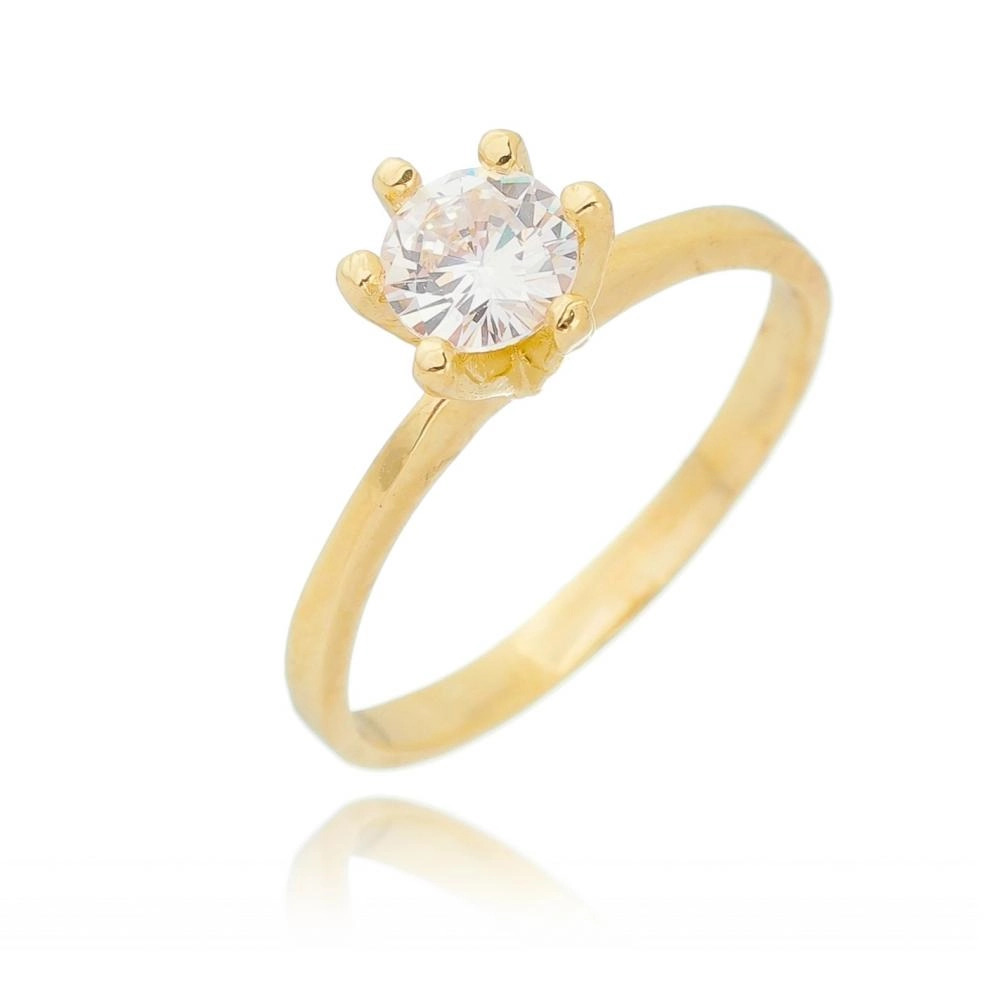 Anel solitário com zircônia de 4.50mm com 6 garras altas