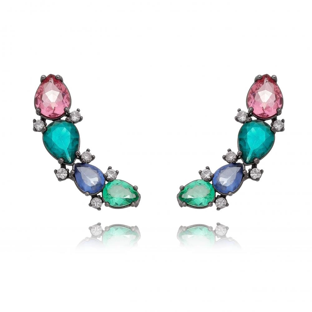 Brinco ear cuff de gotas de várias cores