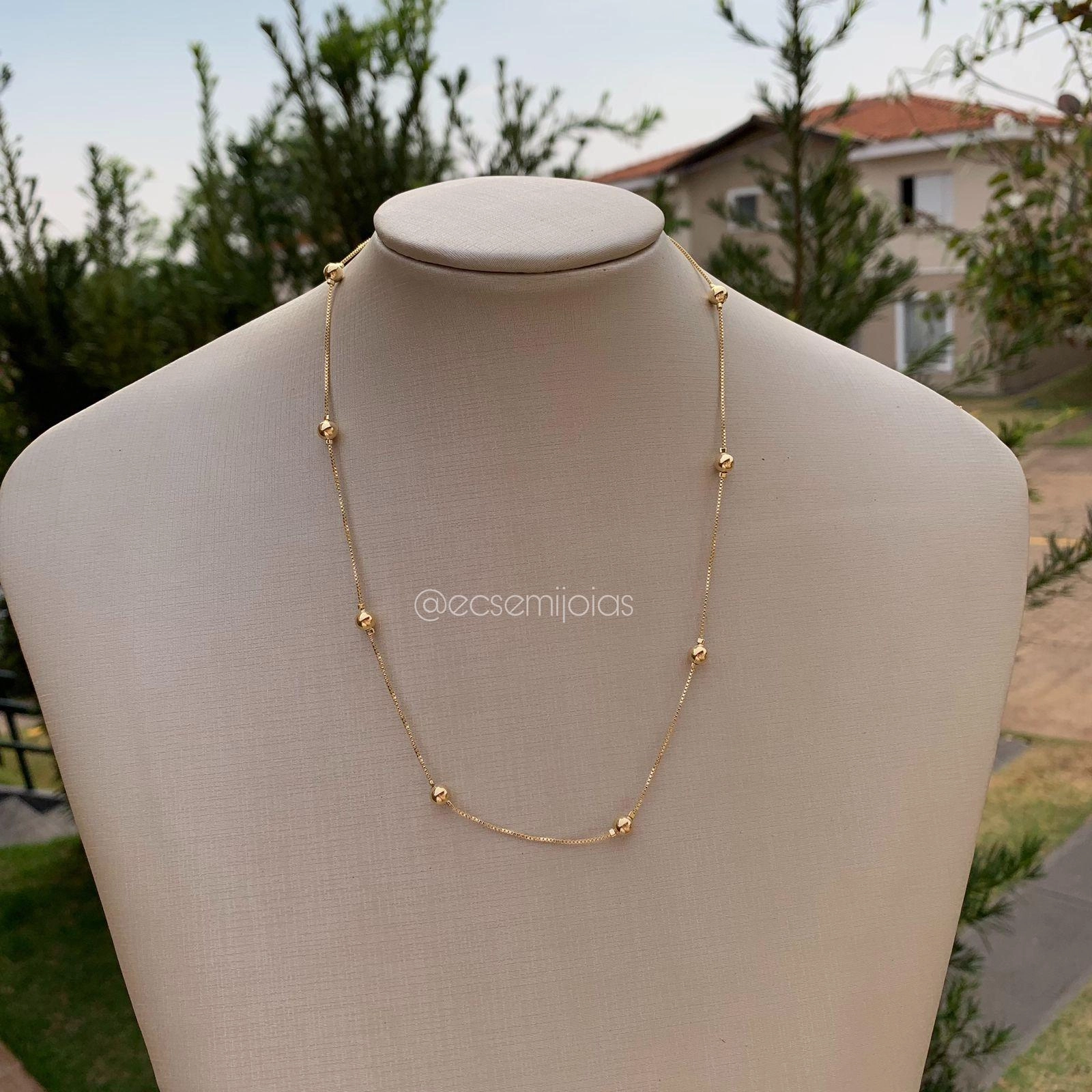 Colar bolas 5 mm espaçadas corrente veneziana