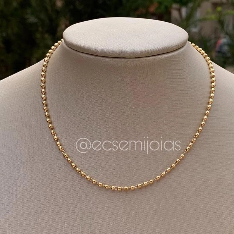 Colar choker bolinhas 3 mm juntas