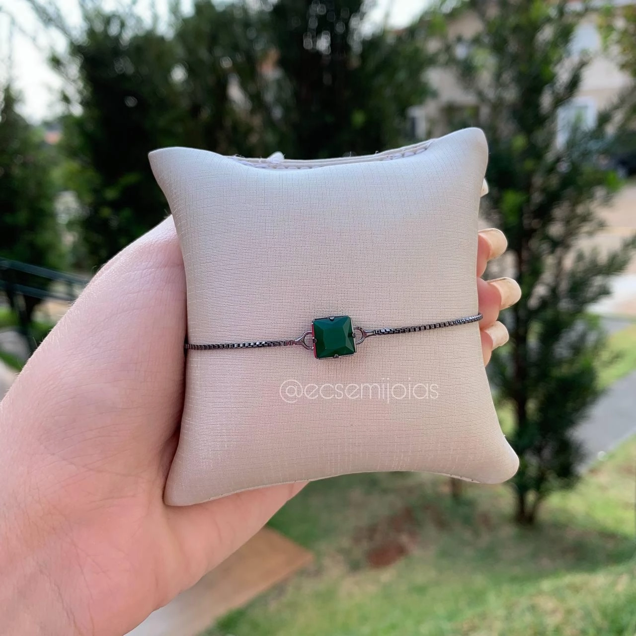 Pulseira masculina shambala com zircônia quadrada