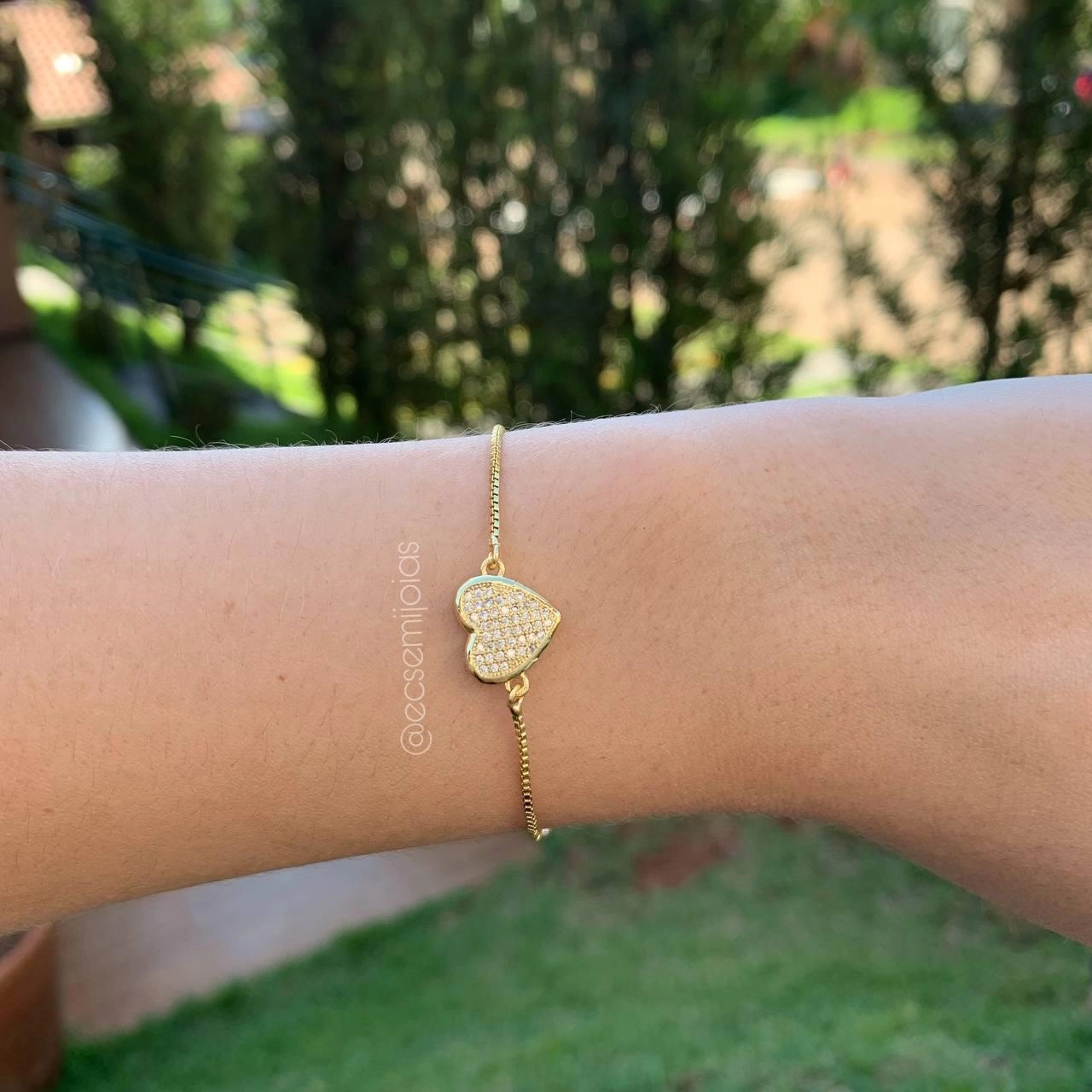 Pulseira shambala coração cravejado com galeria