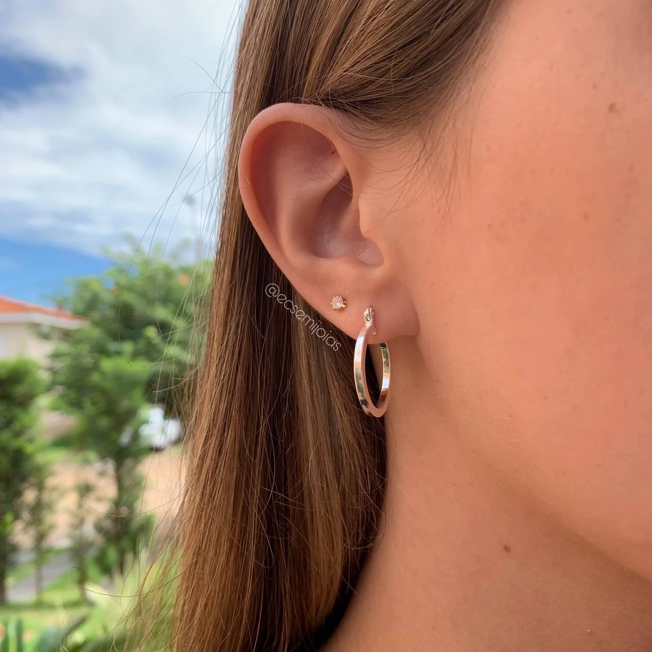 Argola com tranqueta 2m de diâmetro 2mm de espessura- banhado a prata 925