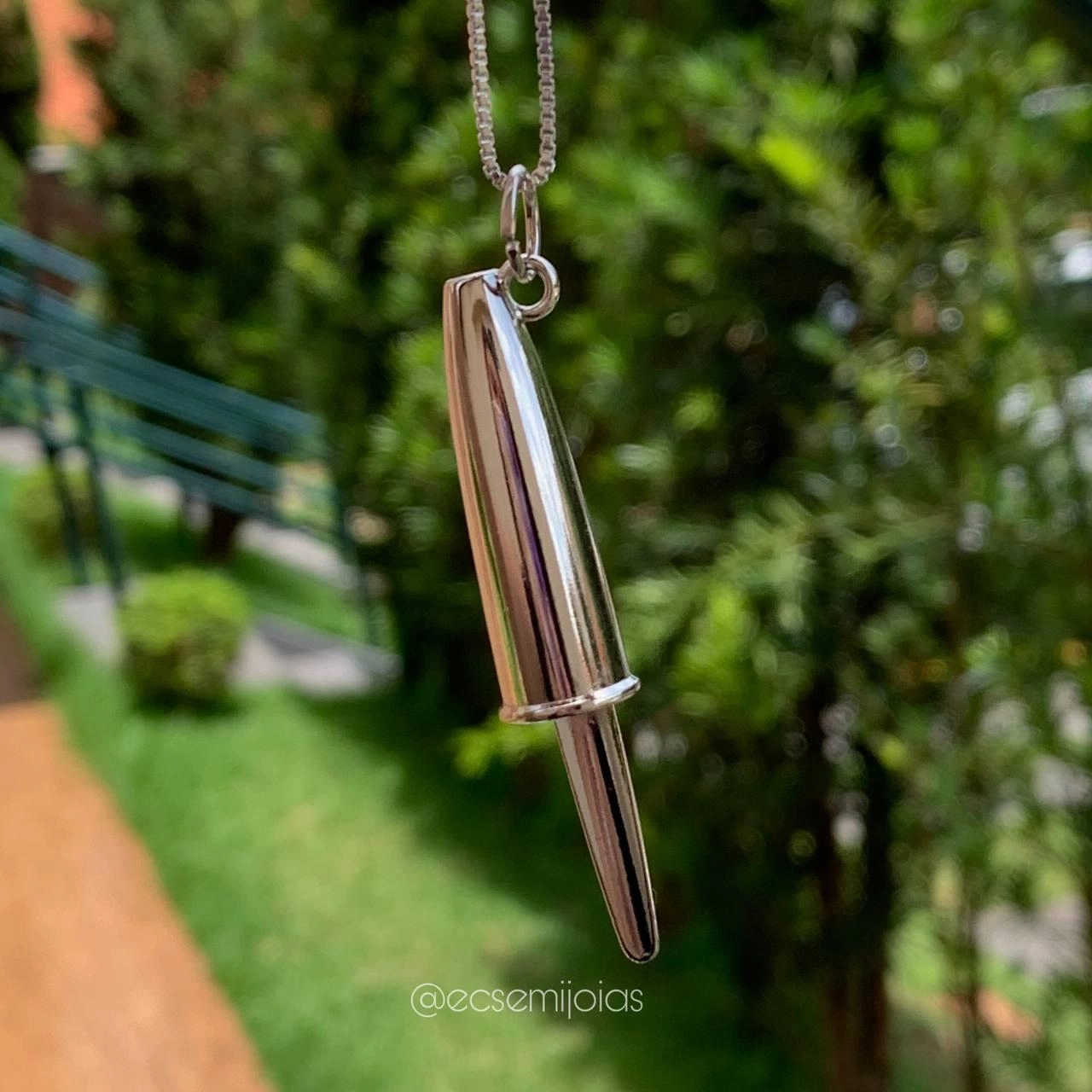 Pingente tampa de caneta 5.80 cm- banhado a ródio branco