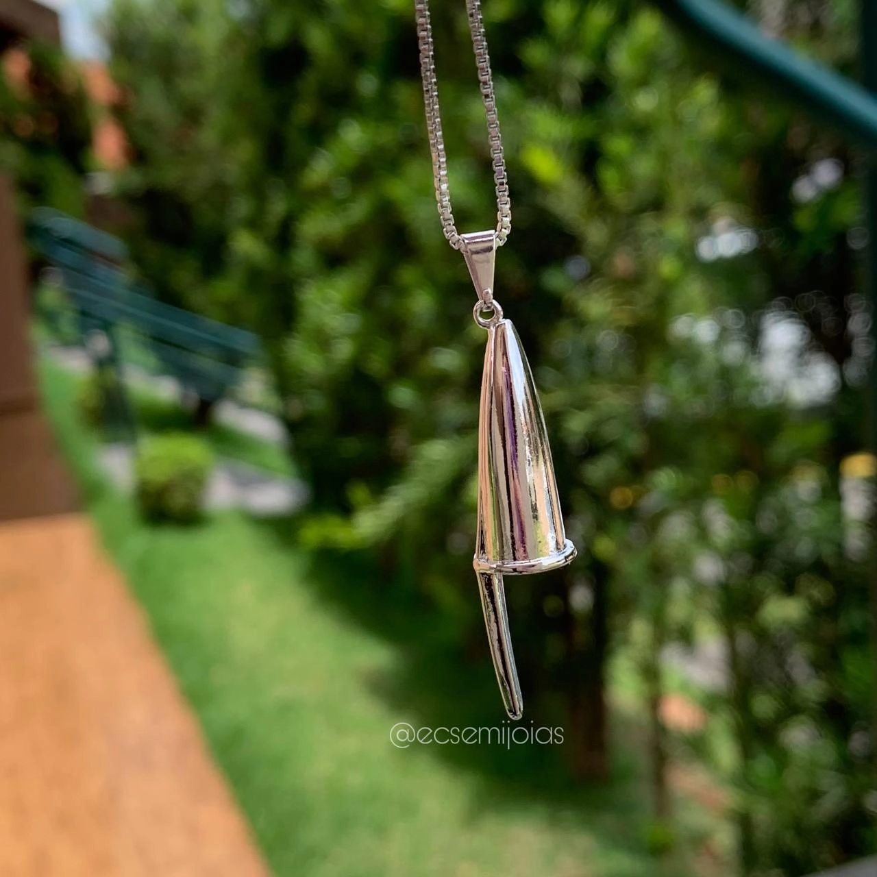 Pingente tampa de caneta lisa com tranqueta lisa- ródio branco