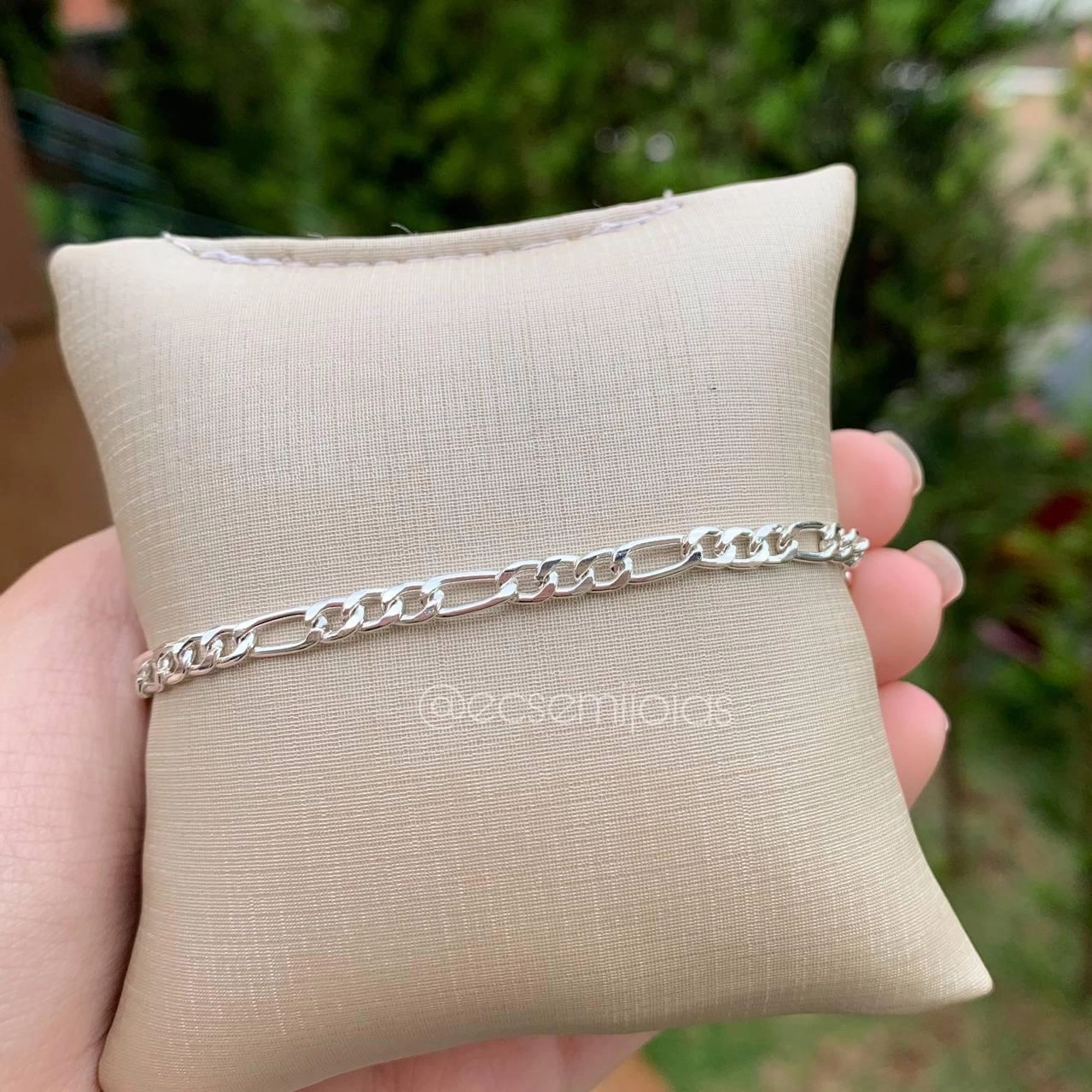 Pulseira masculina 3x1- banho de prata 925- 4mm- 20cm