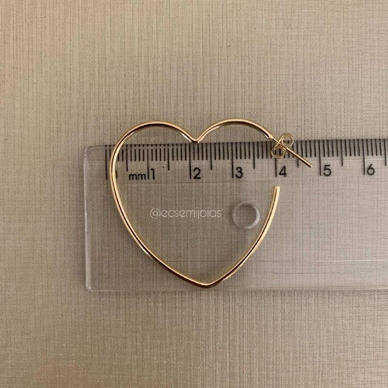 Brinco argola de coração 4cm - banhado a ouro 18k