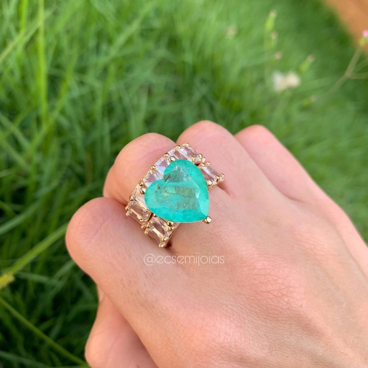 Conjunto anel e brinco coração fusion  banhado a ouro 18k