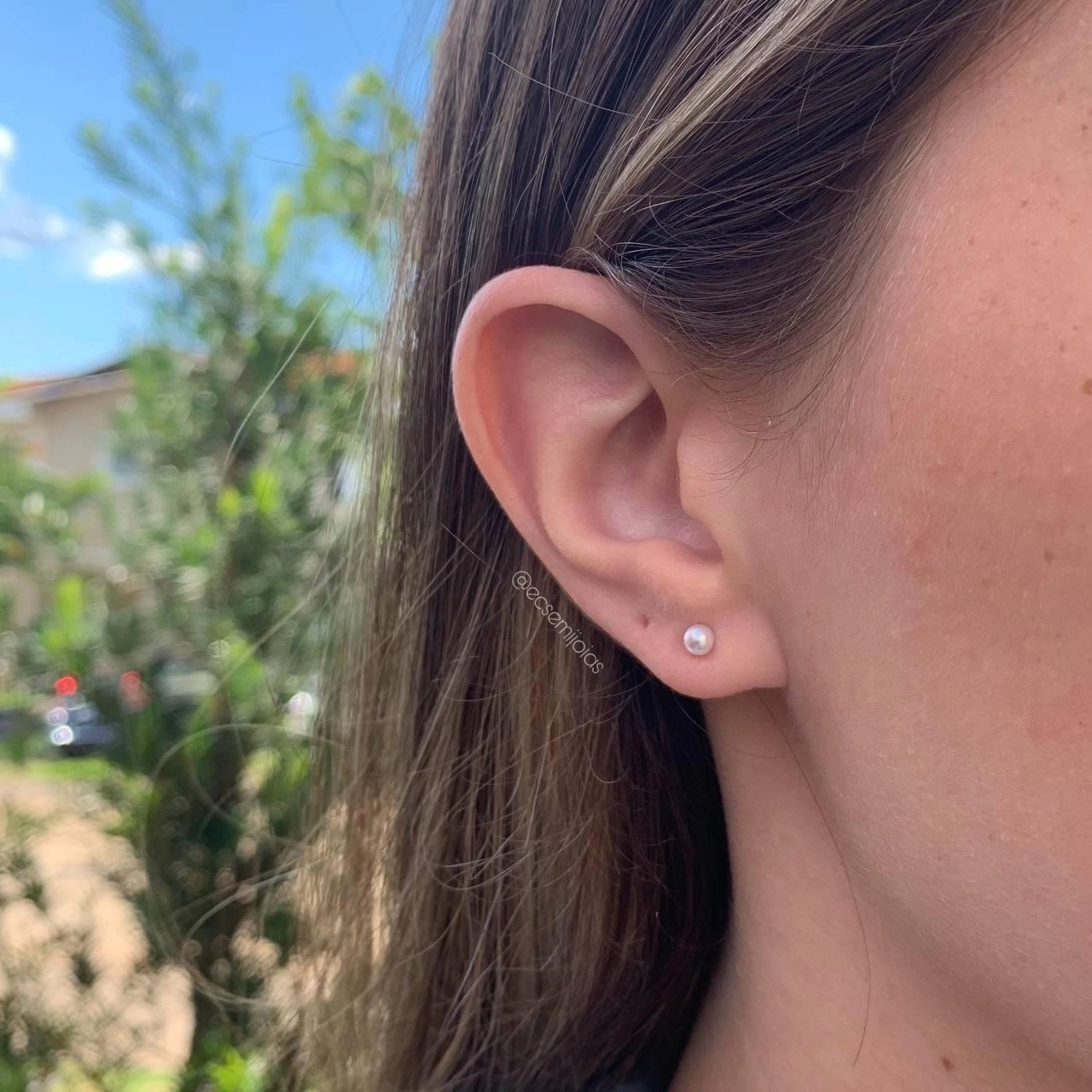 Brinco pérola 4mm - banhado a ouro 18k