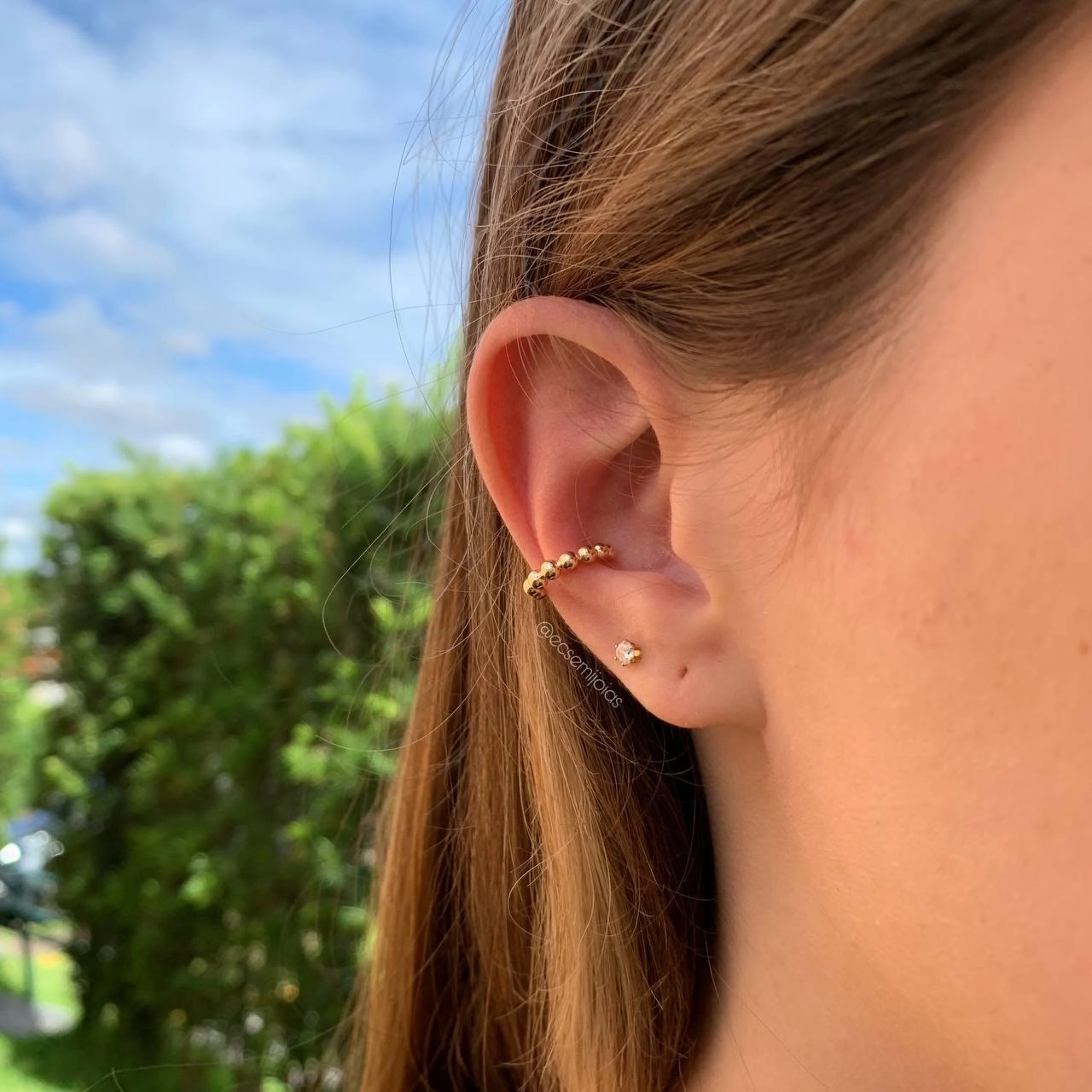 Brinco piercing de bolinha   - banhado a ouro 18k