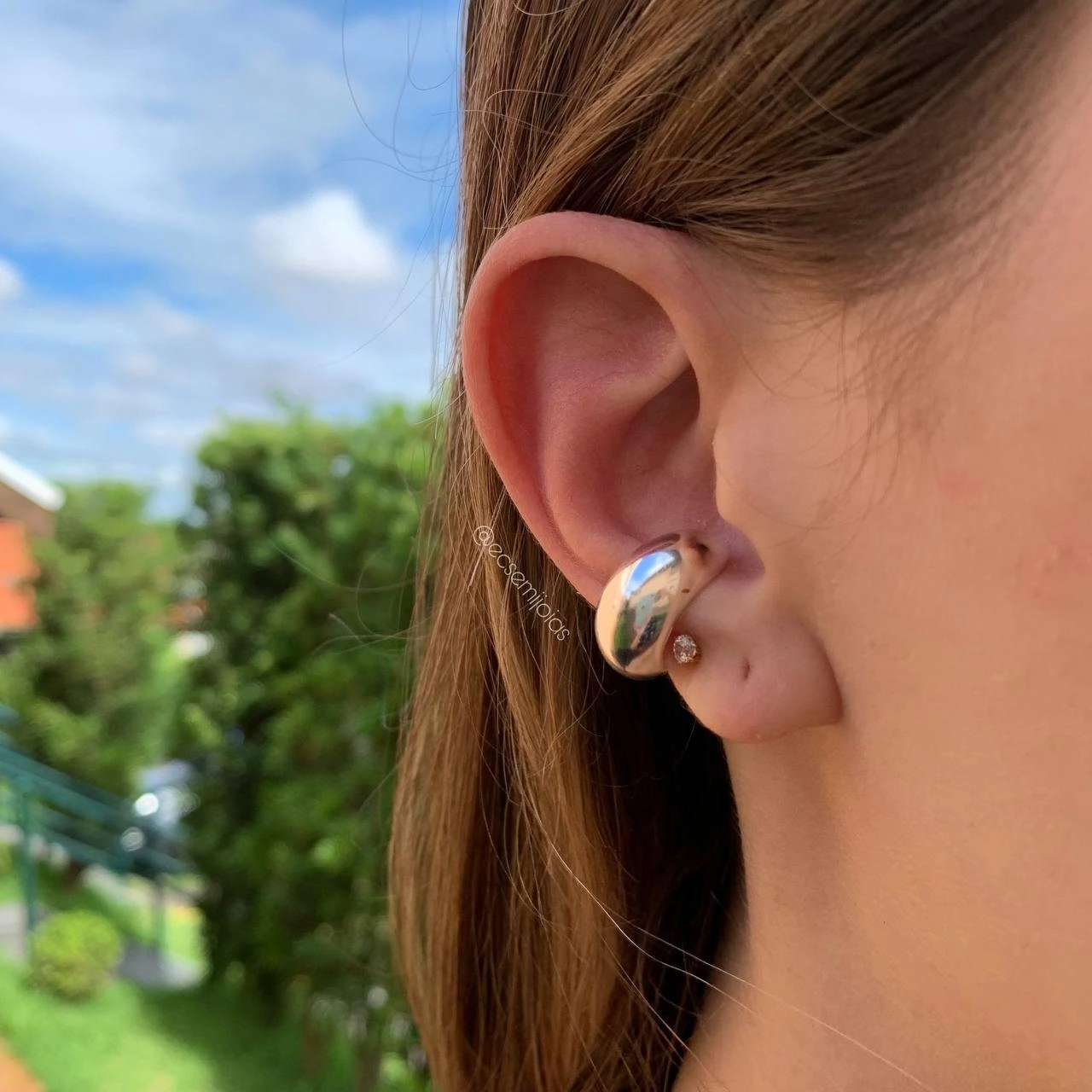 Brinco piercing liso   - banhado a prata  925