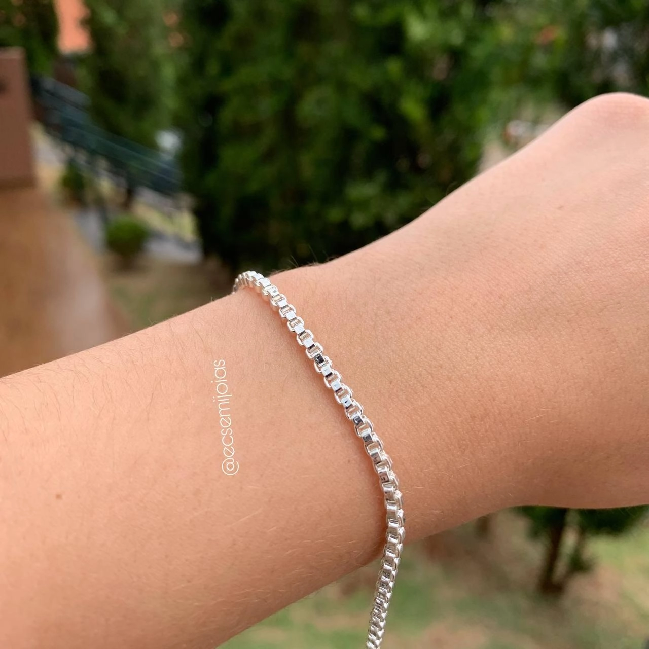 Pulseira veneziana grossa - banhado a prata 925