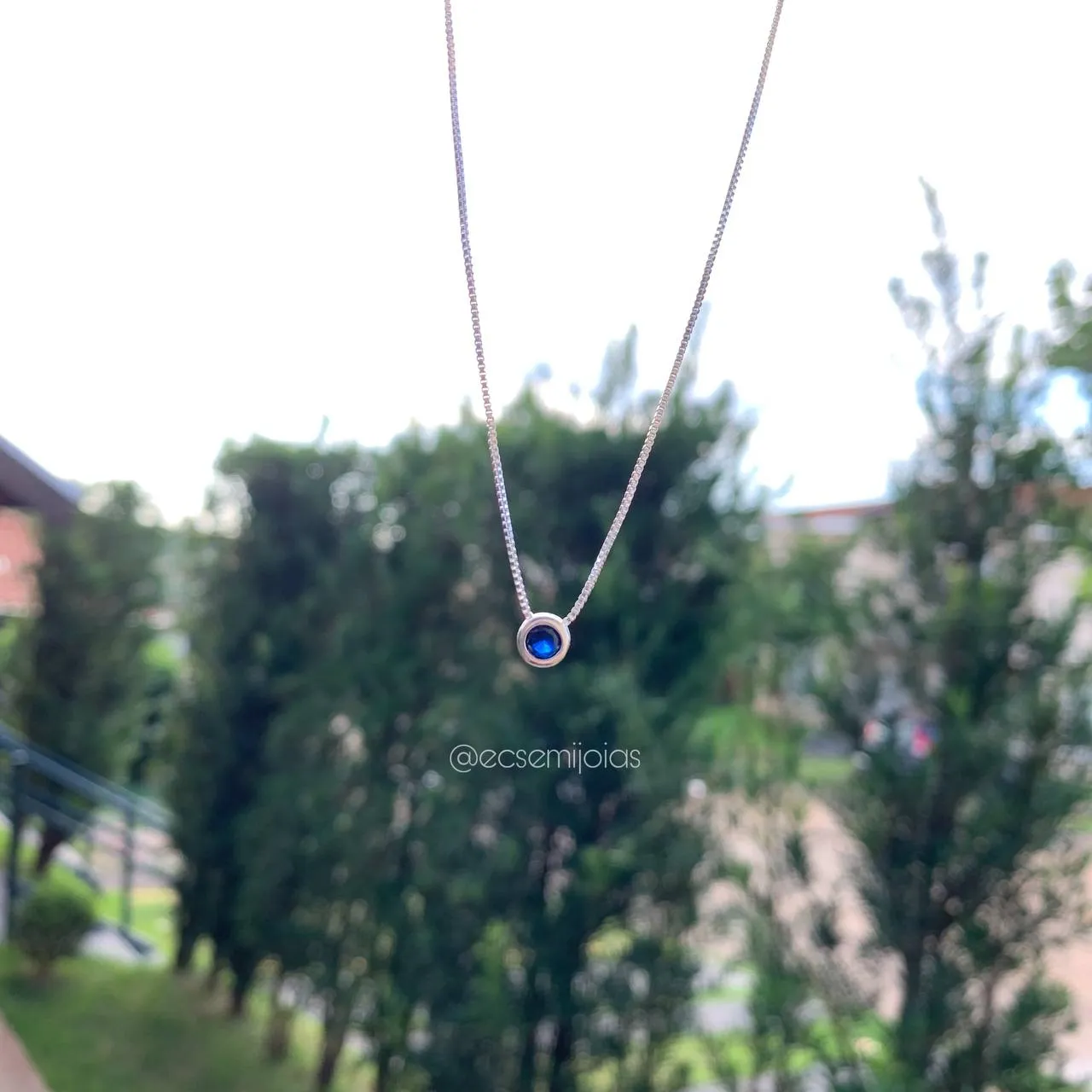 Colar ponto de luz 4mm - corrente veneziana de 40cm - banhado a prata 925