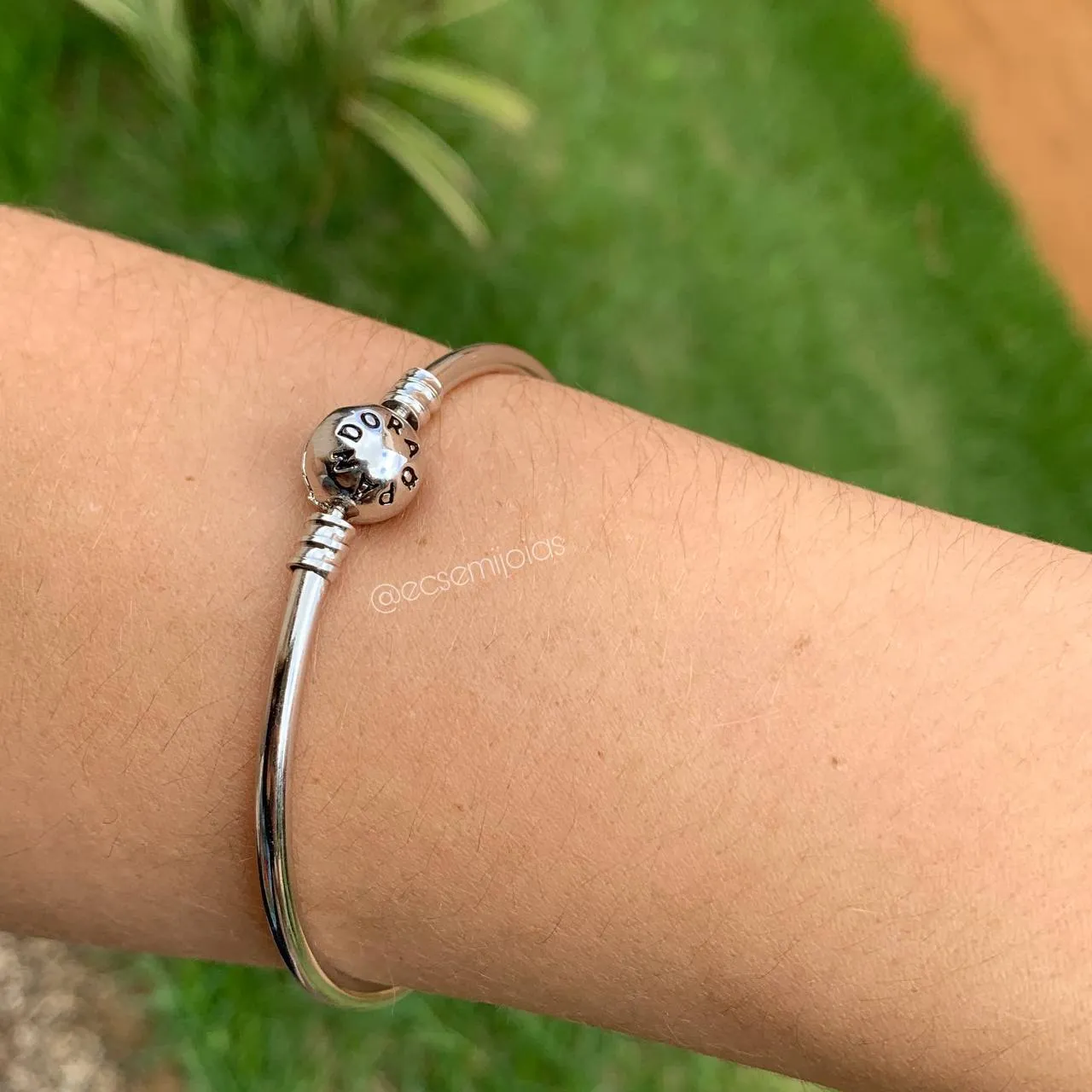 Bracelete para berloques- banhado a ródio branco