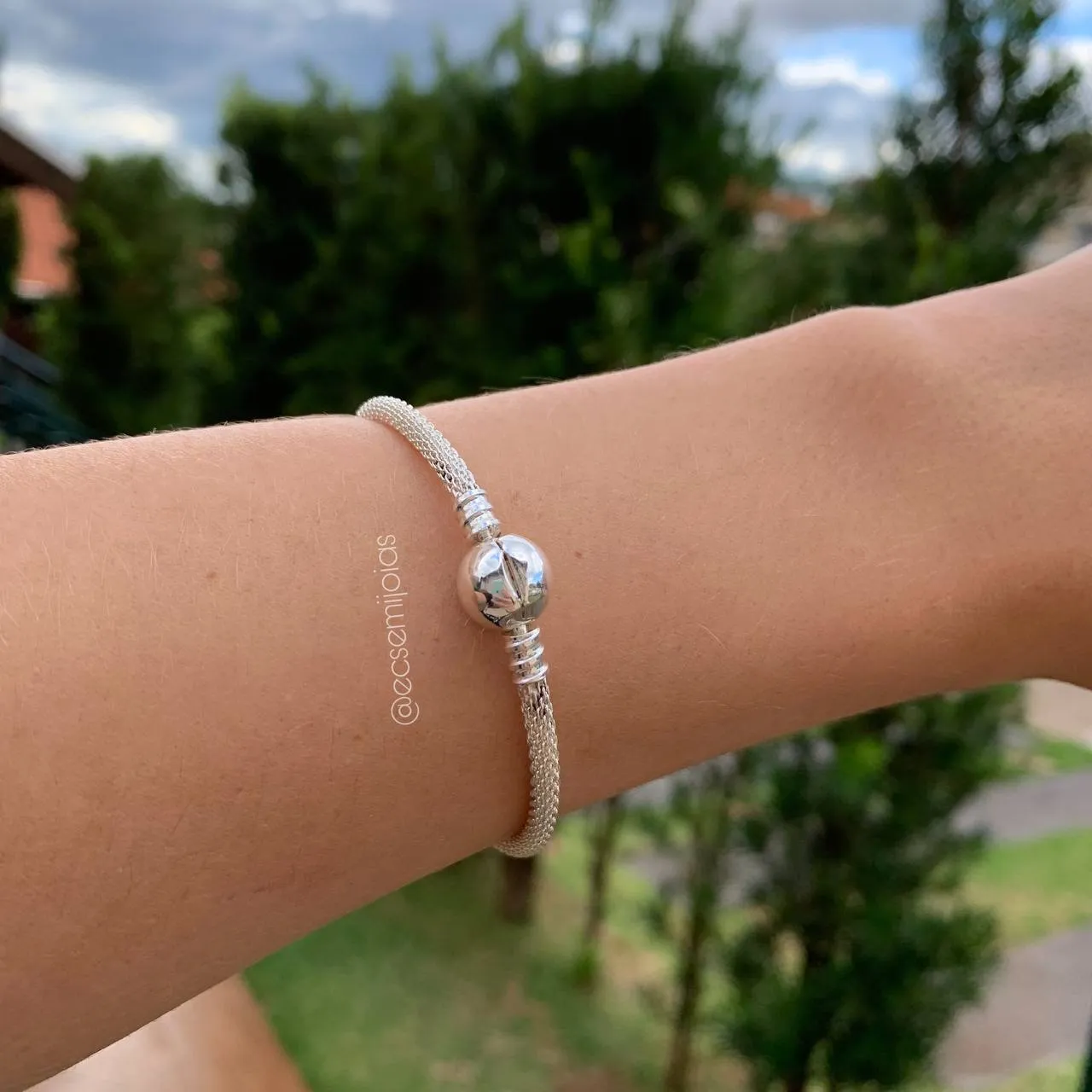 Bracelete para berloques trabalhado - banhado a prata 925