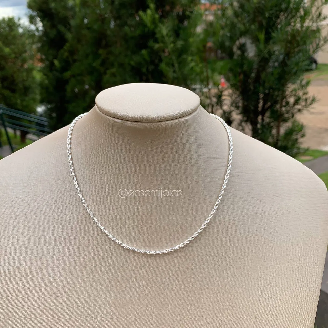 Colar cordão baiano fino 2mm 40 cm - banhado a prata 925