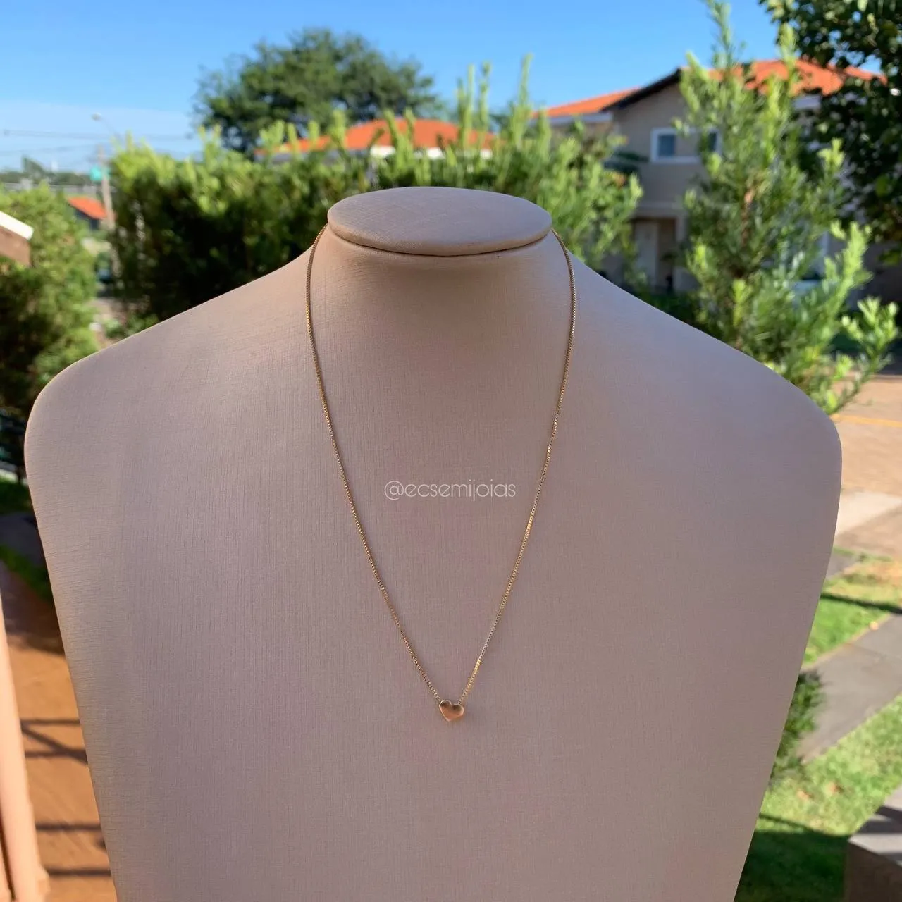 Colar de coração liso 45 cm  banhada a ouro 18k - coleção love colors
