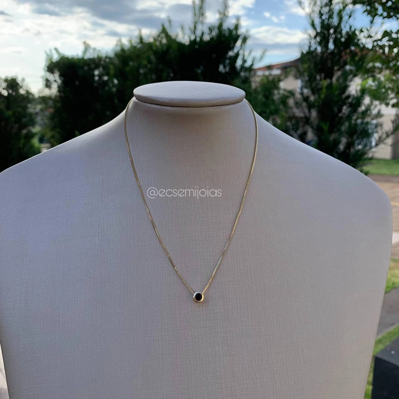 Colar ponto de luz 4mm - corrente veneziana de 40cm - banhado a ouro 18k