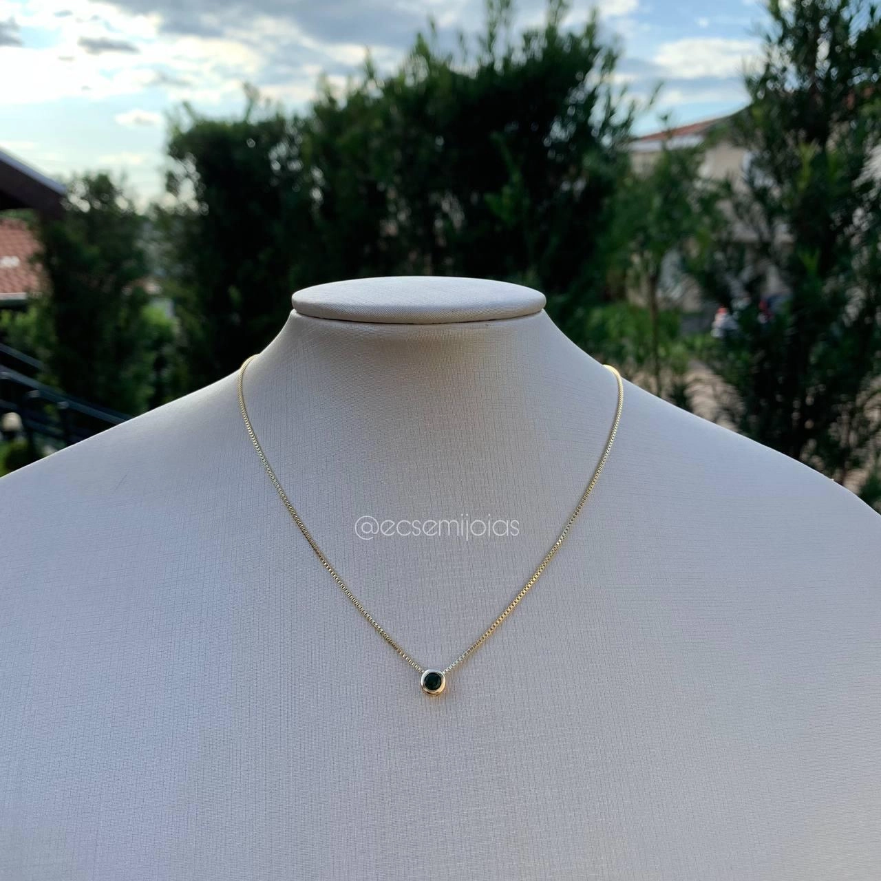 Colar ponto de luz 4mm - corrente veneziana de 40cm - banhado a ouro 18k