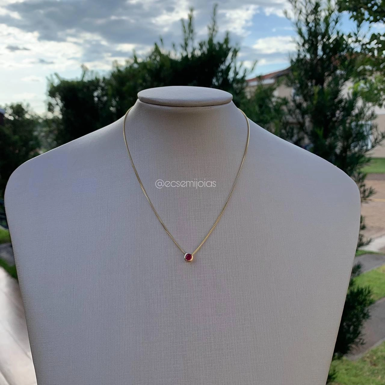 Colar ponto de luz 4mm - corrente veneziana de 40cm - banhado a ouro 18k