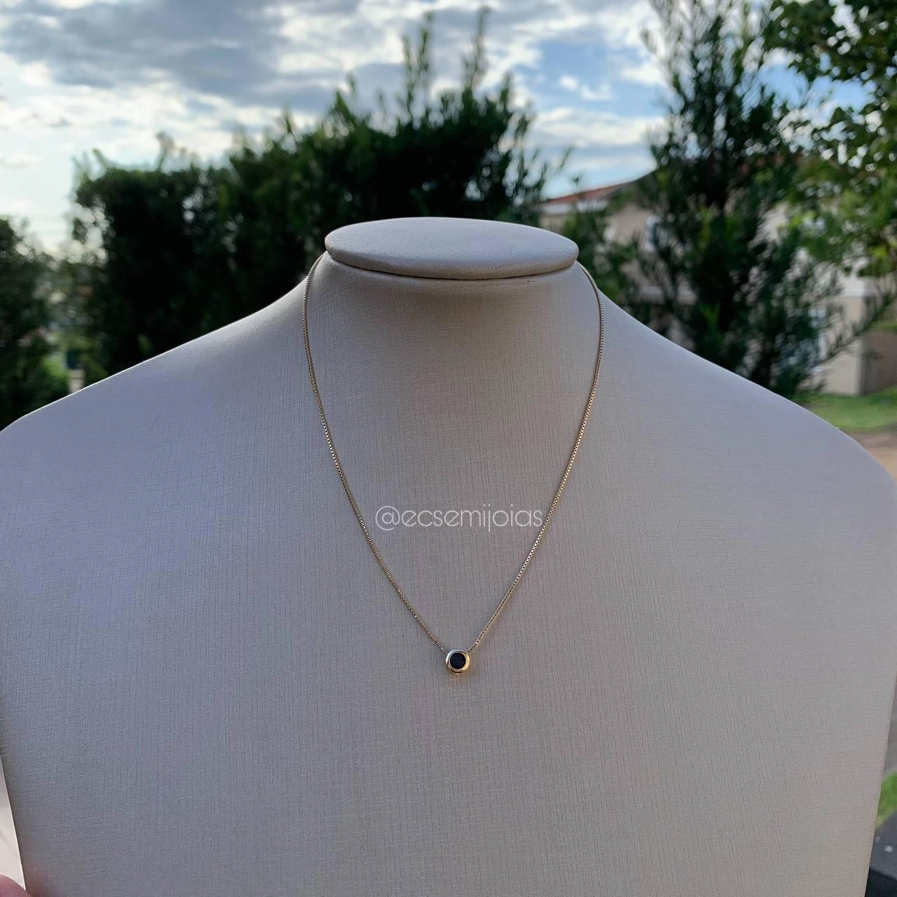 Colar ponto de luz 4mm - corrente veneziana de 40cm - banhado a ouro 18k