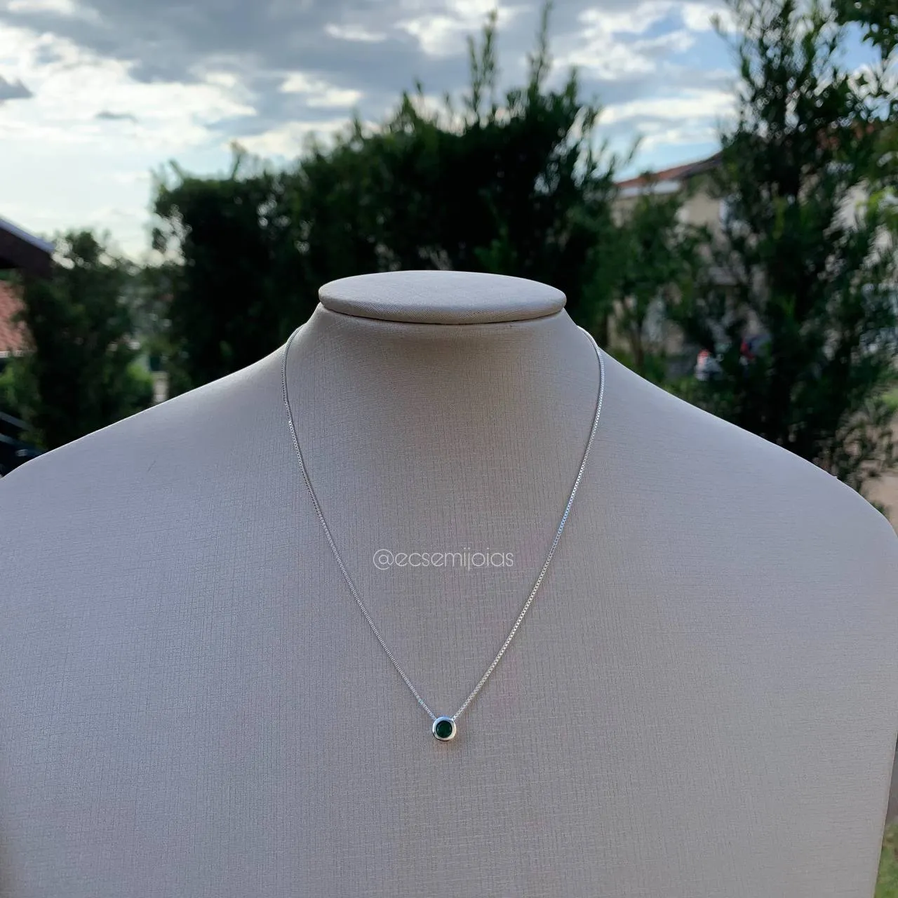 Colar ponto de luz 4mm - corrente veneziana de 40cm - banhado a prata 925
