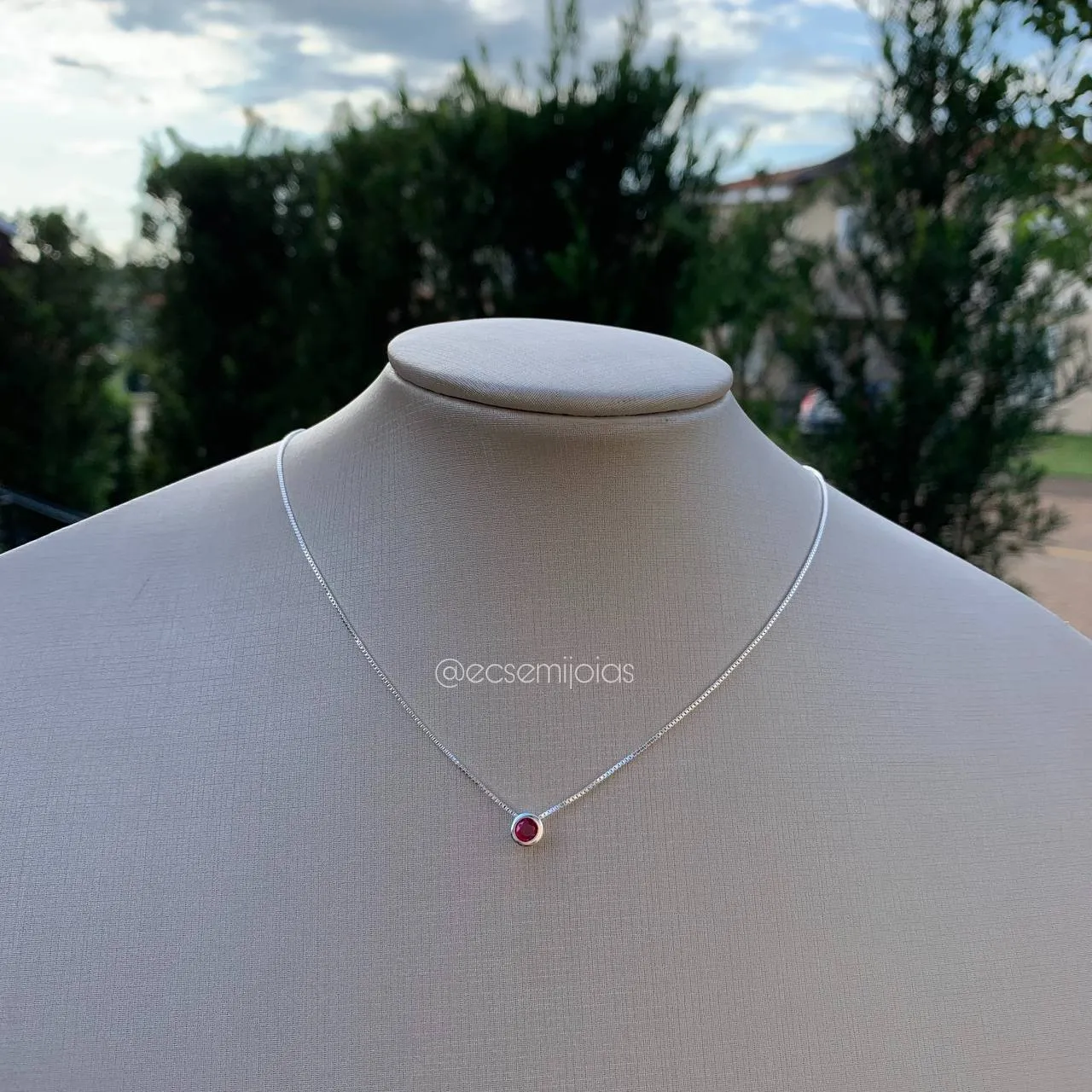 Colar ponto de luz 4mm - corrente veneziana de 40cm - banhado a prata 925