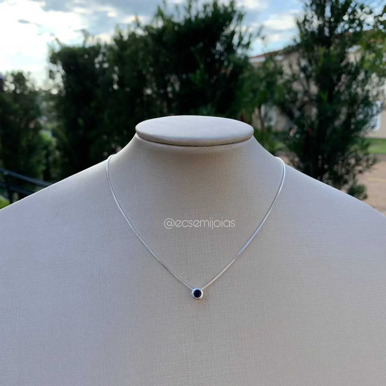 Colar ponto de luz 4mm - corrente veneziana de 40cm - banhado a prata 925