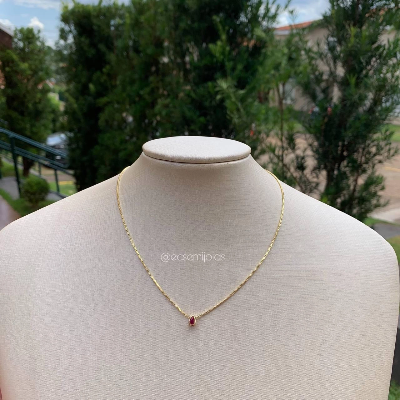 Colar ponto de luz gota  - corrente veneziana de 40cm - banhado a ouro 18k