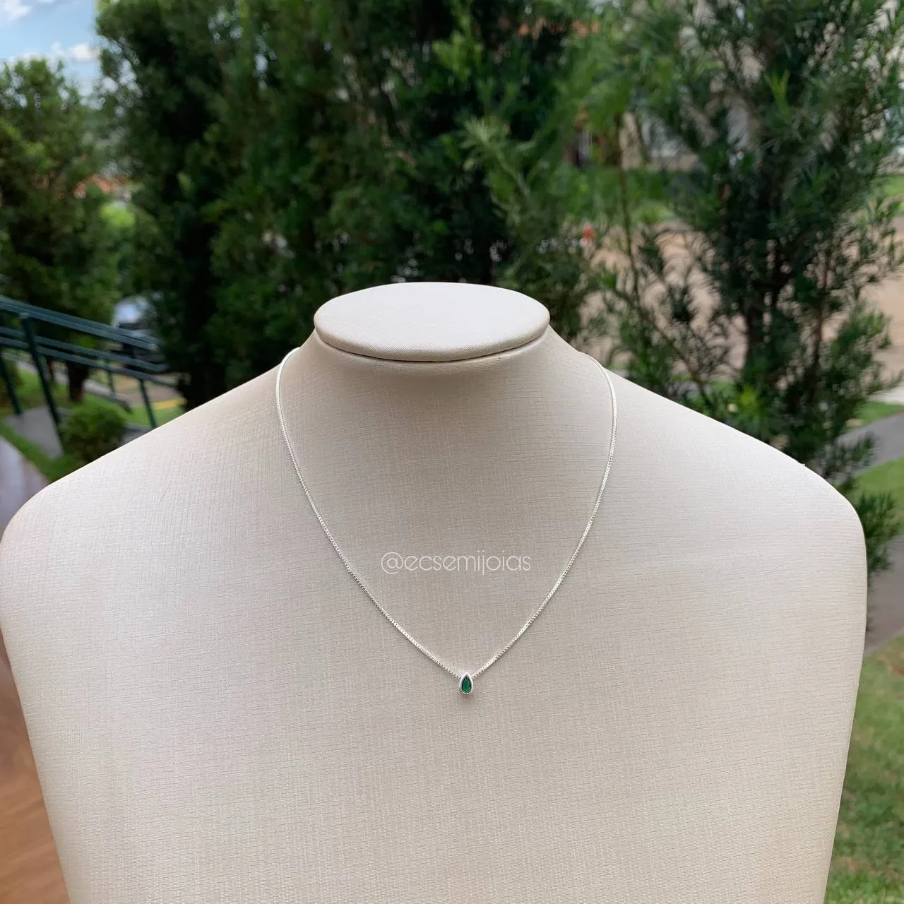 Colar ponto de luz gota- corrente veneziana de 40cm - banhado a prata 925