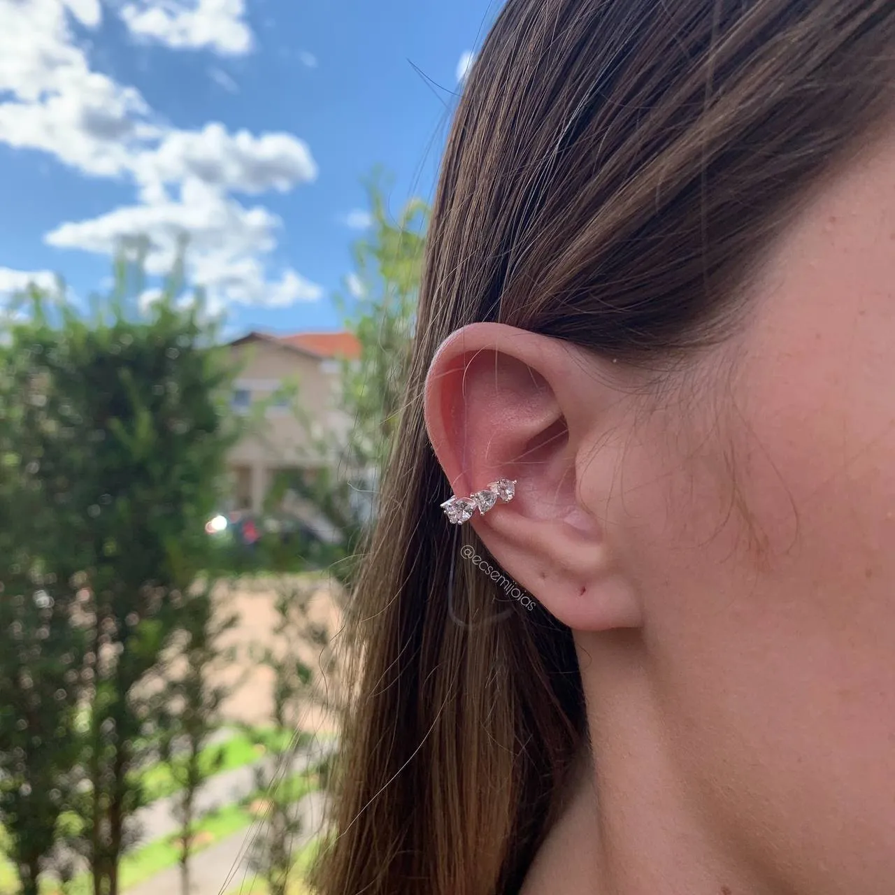 Piercing de 5 pedras em formato de coração - banhado a prata 925 - coleção love colors