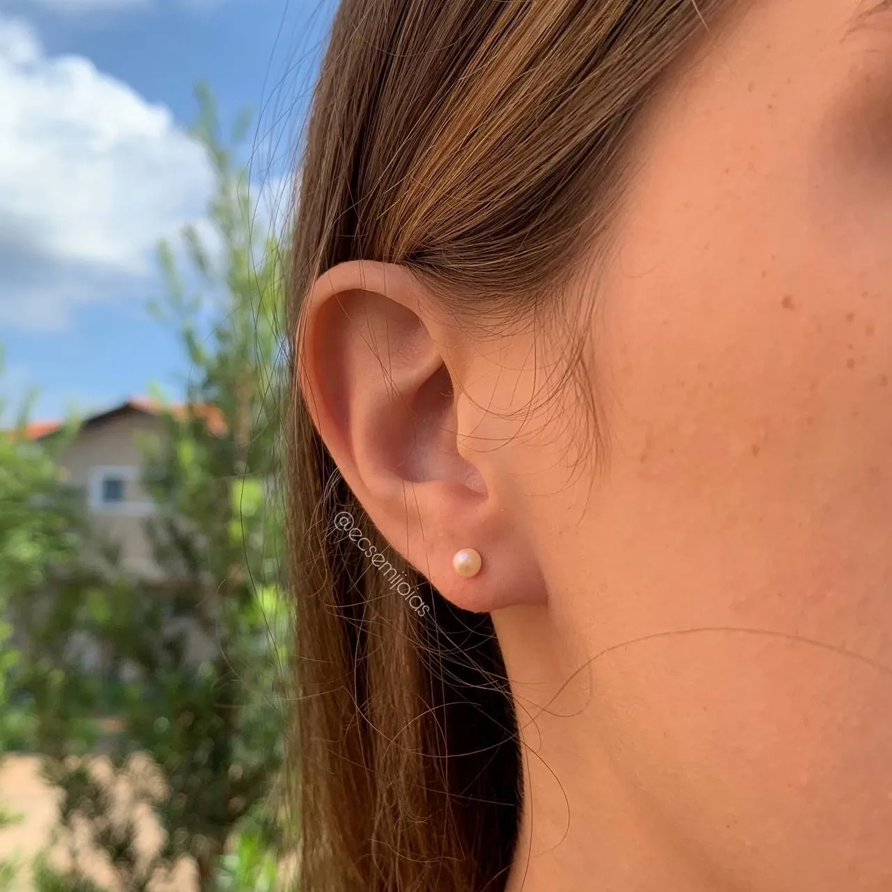 Brinco pérola 4mm - banhado a ouro 18k