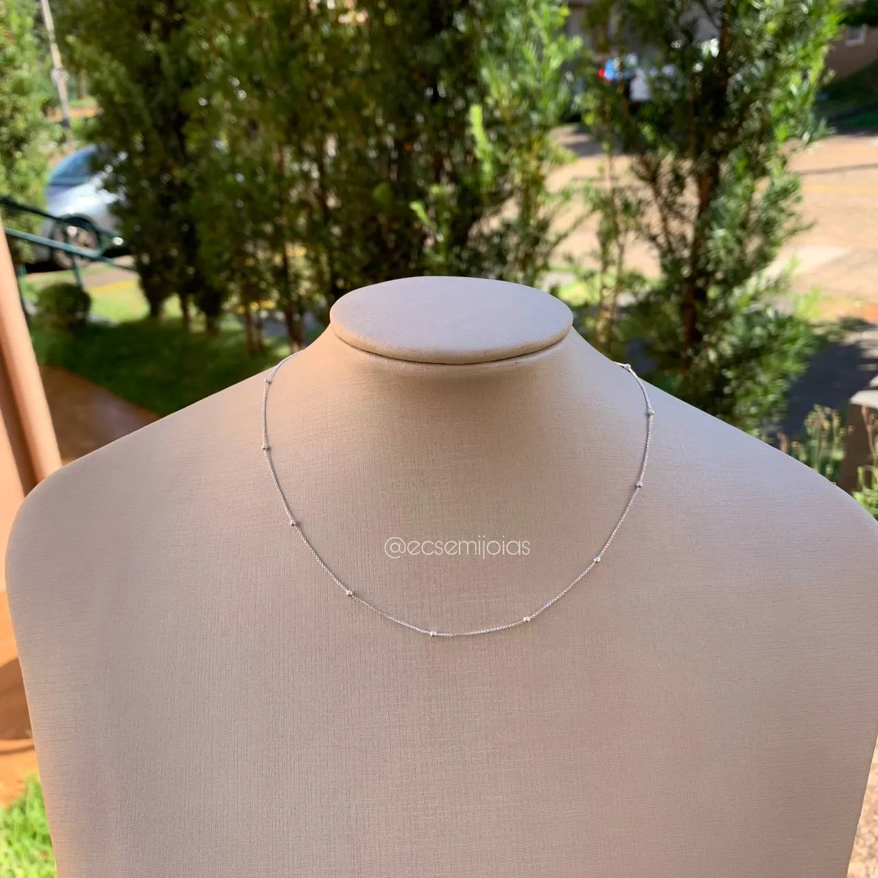 Colar bolinhas 2mm espaço 2.50cm 40cm - PRATA 925