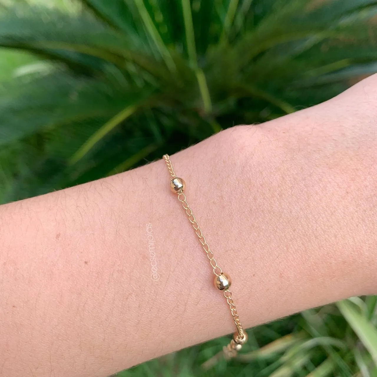 Pulseira bola 5 mm espaço 2.50 - banhado a ouro 18k