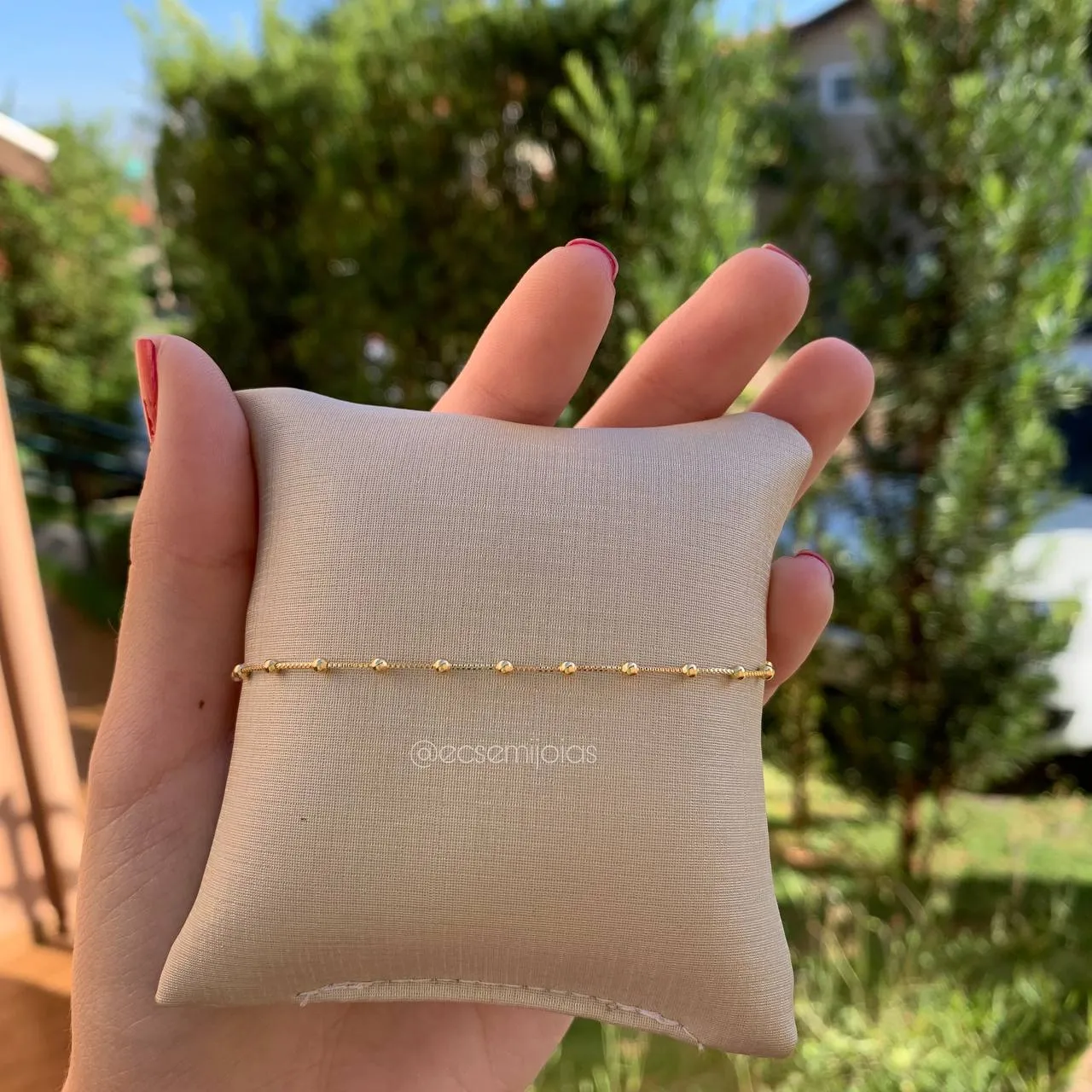 Pulseira infantil bolinha 2mm - 14 cm+ 5 cm - banhado a ouro 18k