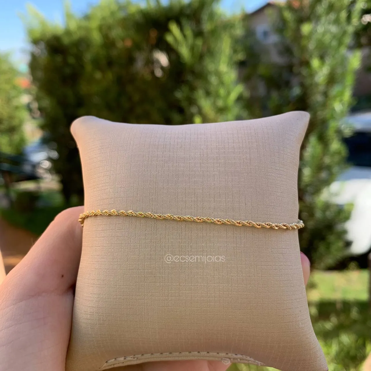 Pulseira infantil cordão baiano fino - 14 cm - banhado a ouro 18k -