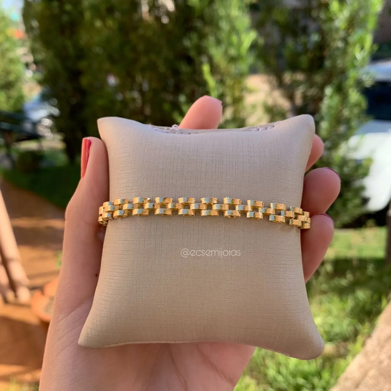 Pulseira infantil elos ovais duplos mais grossa - 14 cm - banhado a ouro 18k