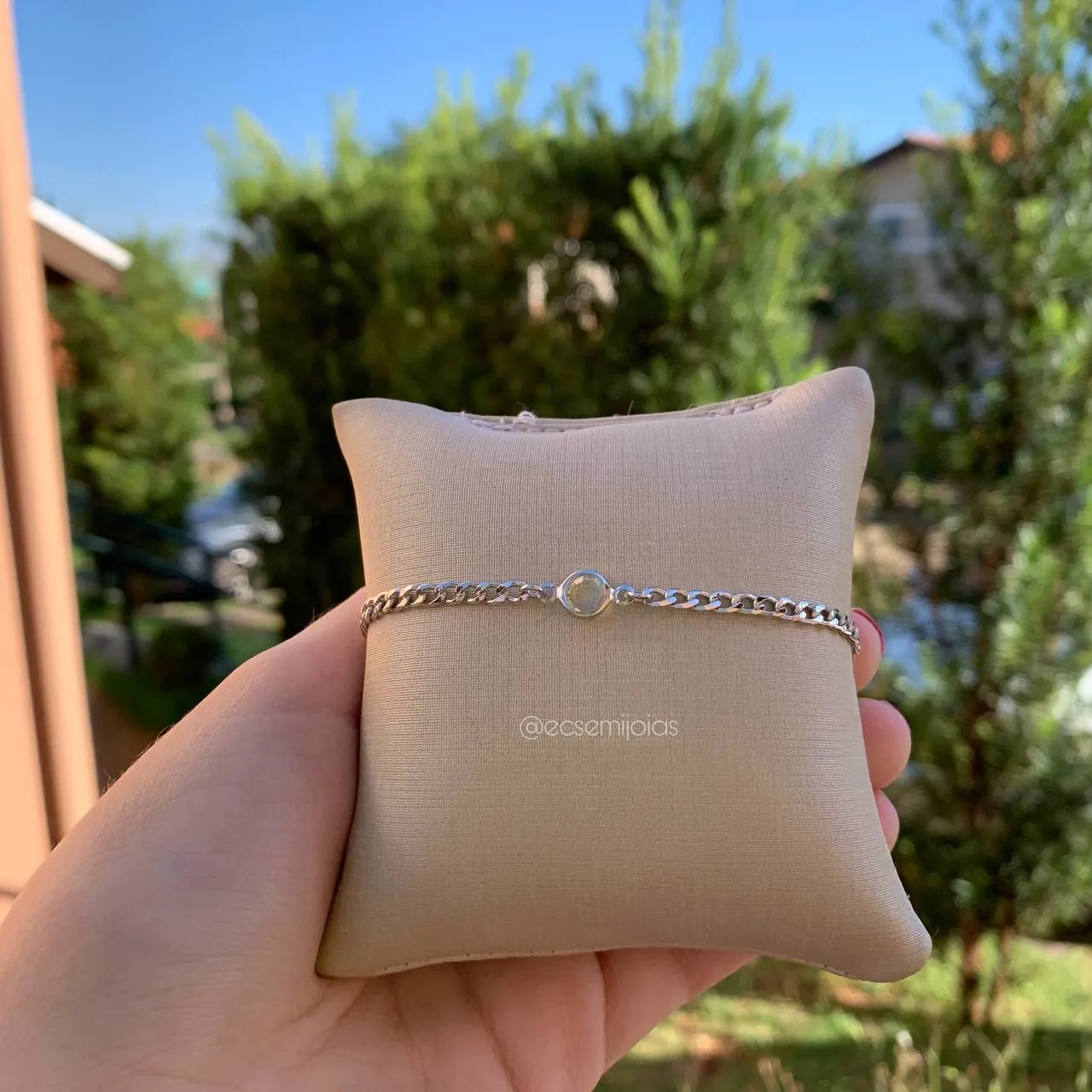 Pulseira infantil ponto de luz - 14 cm -banhado a ródio branco