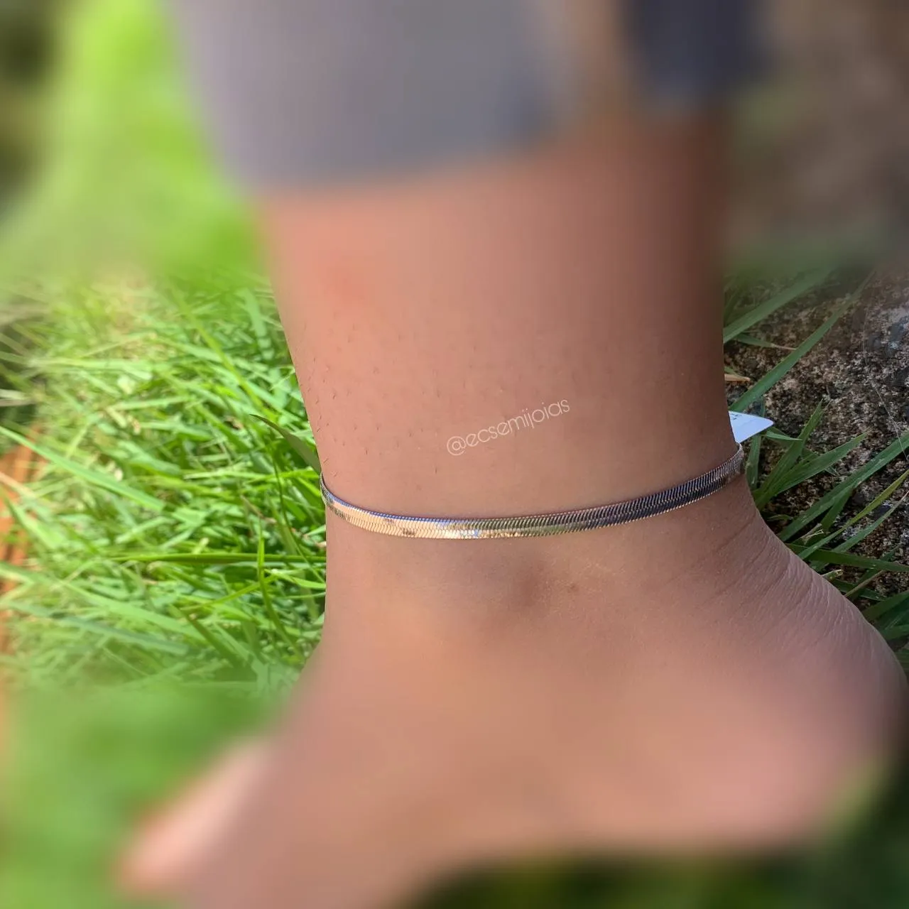 Tornozeleira lacraia - 22+ 3 cm de extensor - banhado a ródio branco